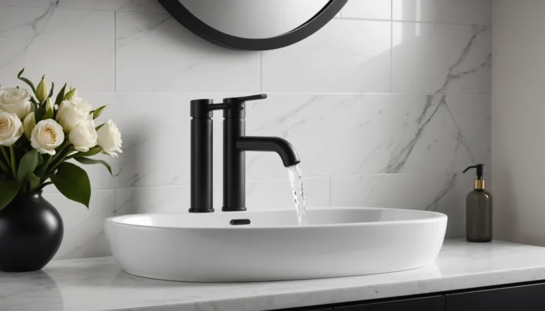 salle de bain avec robinetterie noire