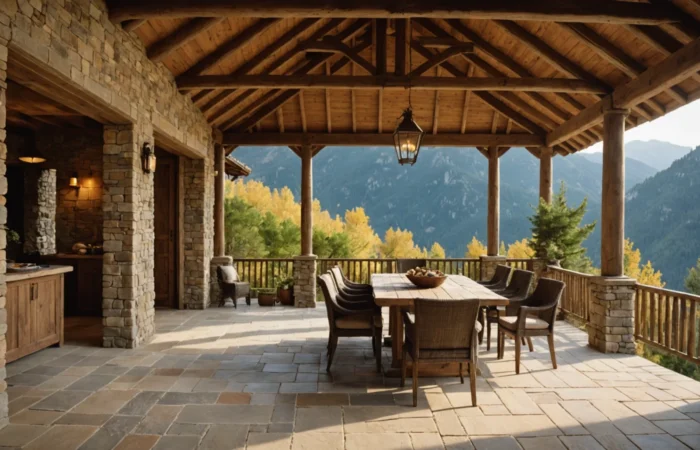 veranda bois et pierre