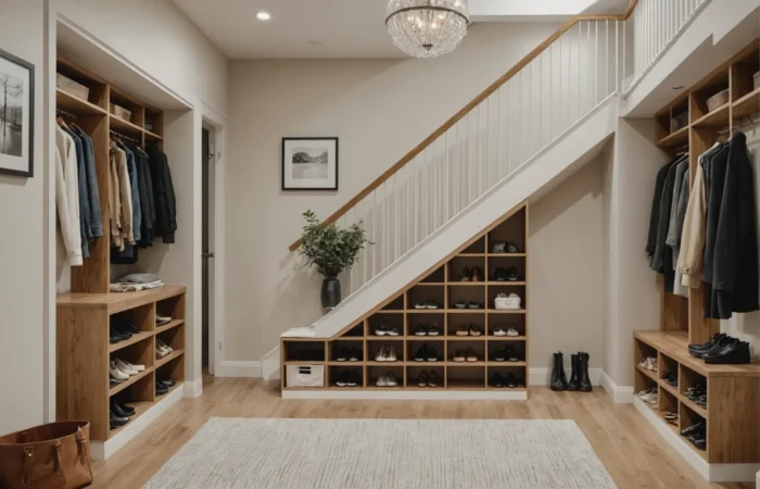 idées de vestiaire sous escalier